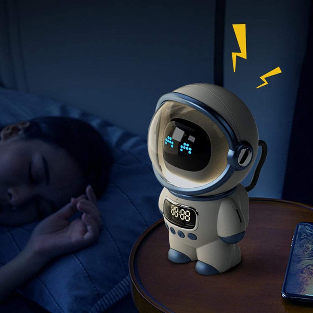 Altavoz Inteligente con IA y Reloj Despertador – Sonido Estéreo Portátil, Lámpara de Noche y Audio Interactivo – El Regalo Creativo para un Hogar Moderno