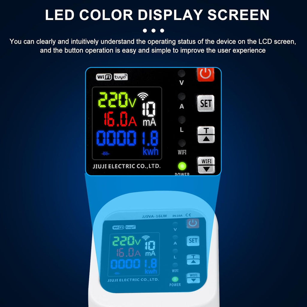 Enchufe Inteligente WiFi 16A con Monitor de Consumo Eléctrico – Medidor de Energía en Tiempo Real y Protección contra Sobretensiones – Control por App