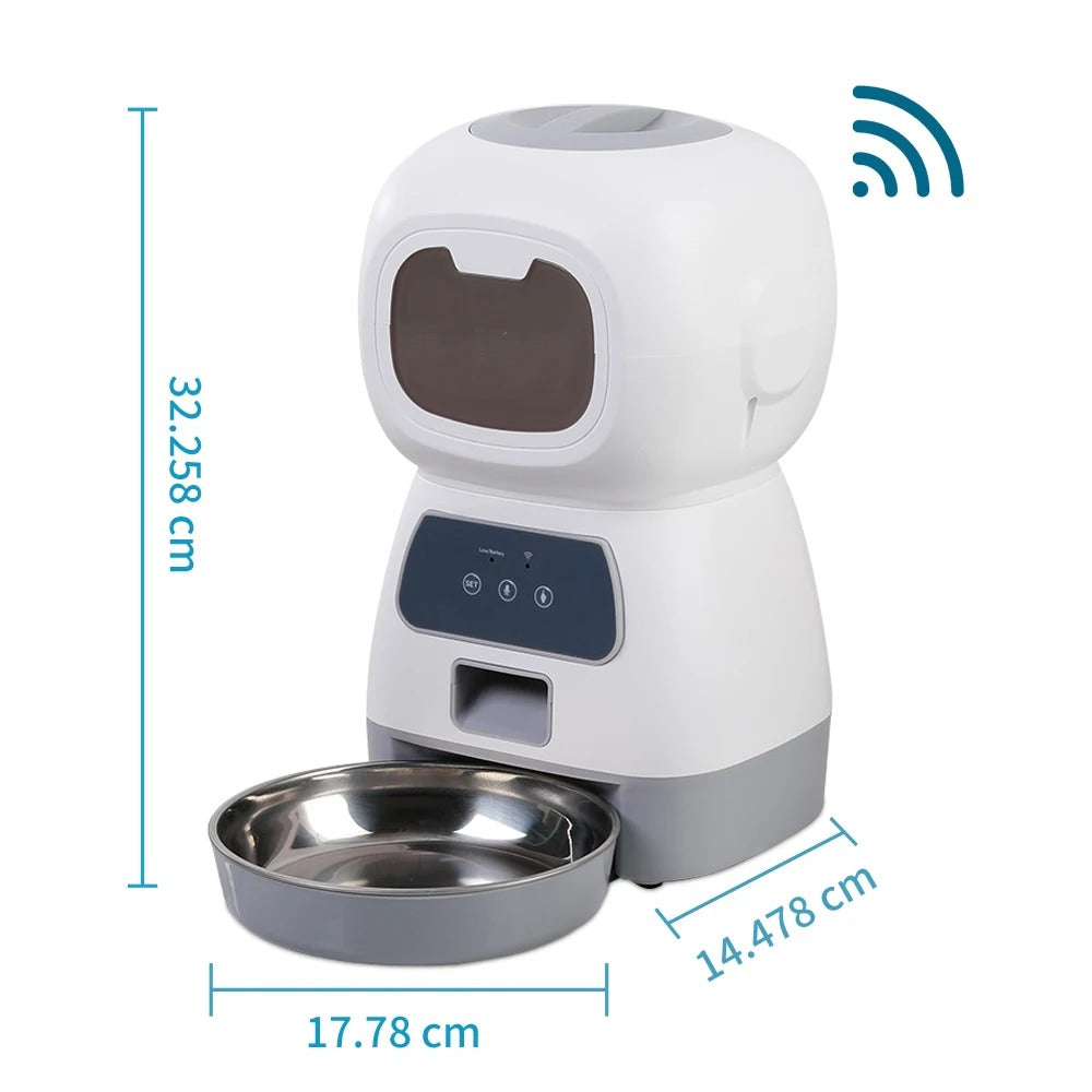 Dispensador de Comida WiFi 3.5L + Fuente de Agua 2L para Mascotas – Comedero Inteligente Programable con App y Tazón de Acero Inoxidable