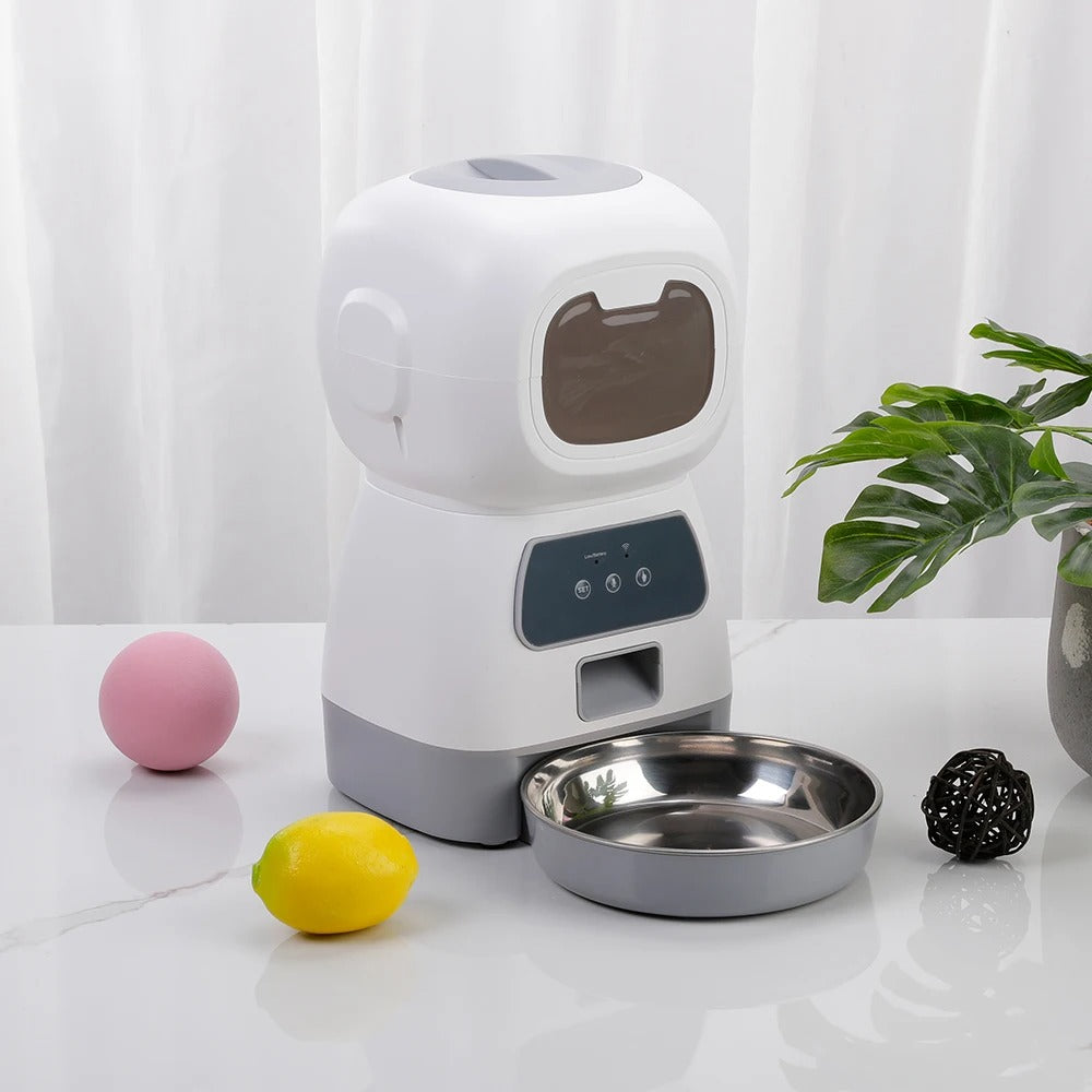 Dispensador de Comida WiFi 3.5L + Fuente de Agua 2L para Mascotas – Comedero Inteligente Programable con App y Tazón de Acero Inoxidable