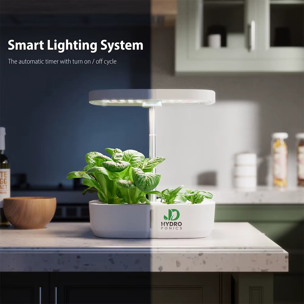 Mini Jardín Hidropónico Inteligente – Sistema de Cultivo Interior con Luz LED de Espectro Completo y Circulación Automática de Agua