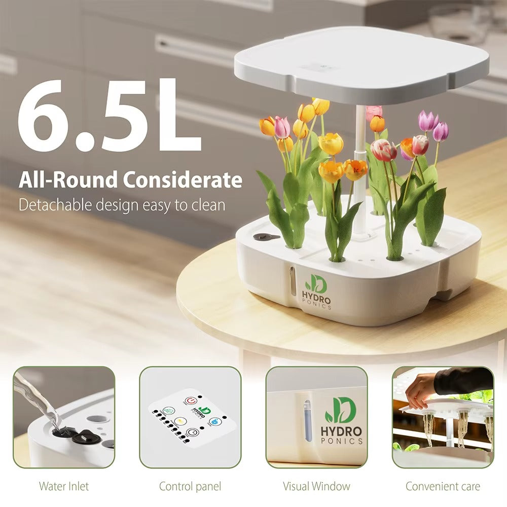 Mini Jardín Hidropónico Inteligente – Sistema de Cultivo Interior con Luz LED de Espectro Completo y Circulación Automática de Agua