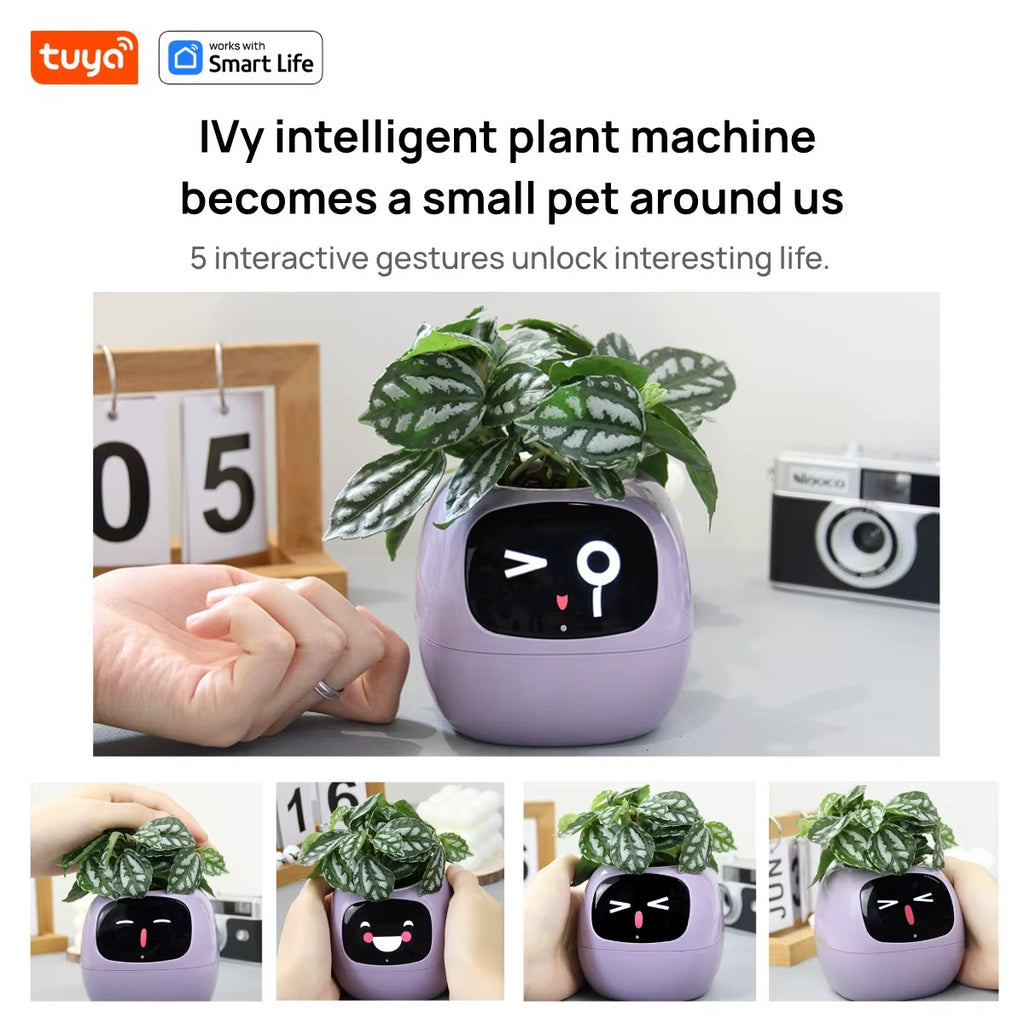Maceta Inteligente Ivy Tuya G1 – La Mascota Digital que Cuida tus Plantas con IA, 7 Sensores de Precisión y más de 49 Expresiones Animadas