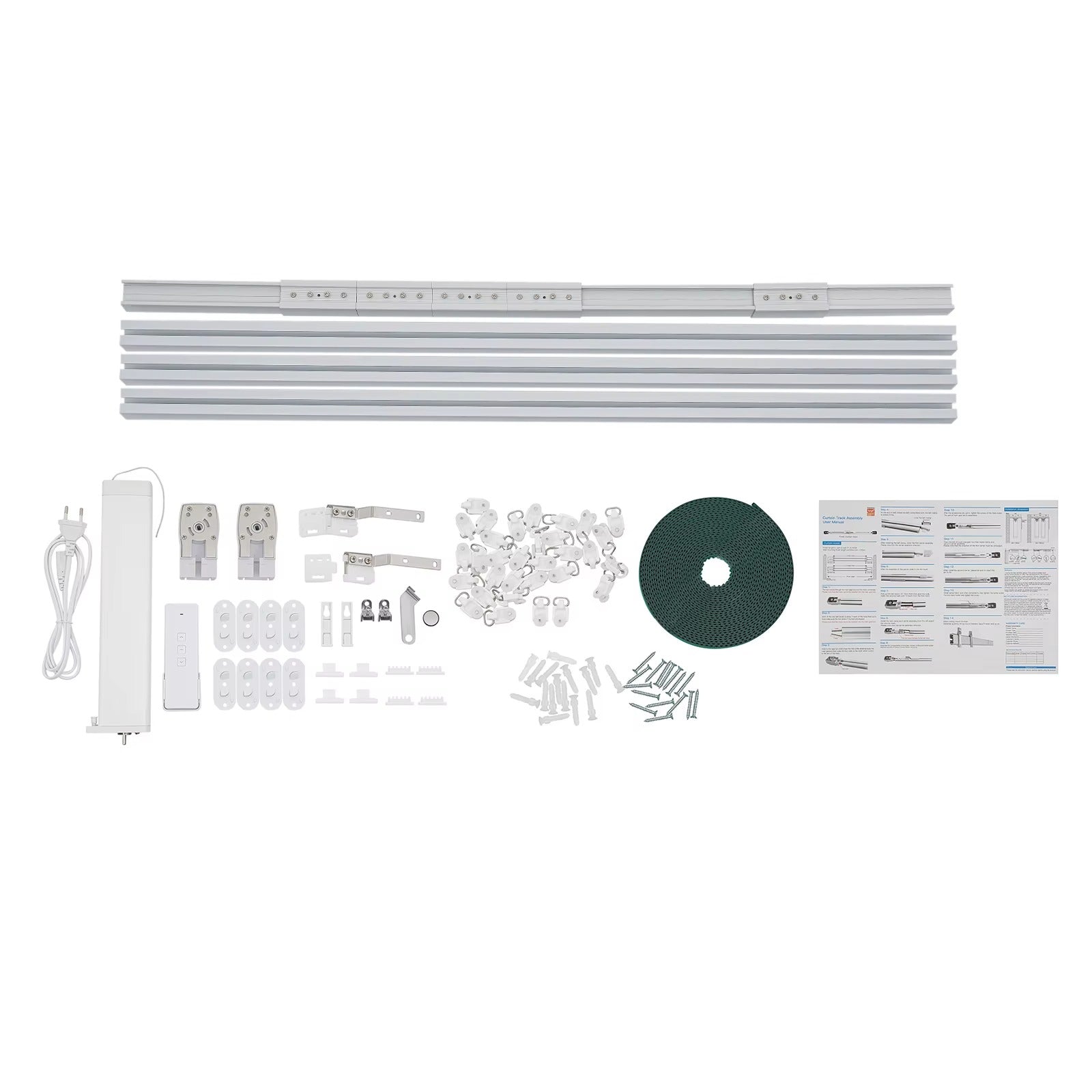 Sistema de Riel Motorizado Inteligente para Cortinas – Kit Telescópico Ajustable (2.16m a 4.2m), Control por App WiFi, Voz y Mando a Distancia