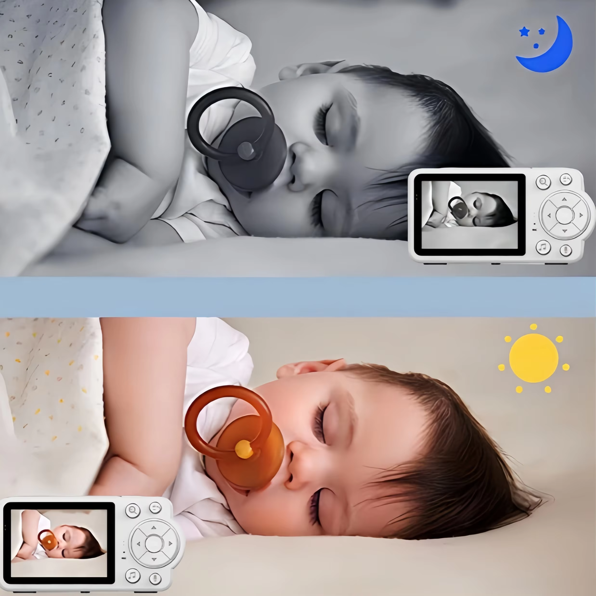 Monitor de Bebé Inteligente con Pantalla de 2.8" – Cámara de Vigilancia con Audio Bidireccional, Visión Nocturna y Sensores de Clima (Temperatura/Humedad)