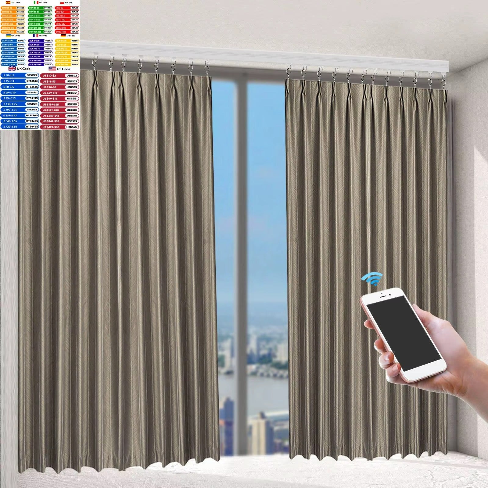 Sistema de Riel Motorizado Inteligente para Cortinas – Kit Telescópico Ajustable (2.16m a 4.2m), Control por App WiFi, Voz y Mando a Distancia